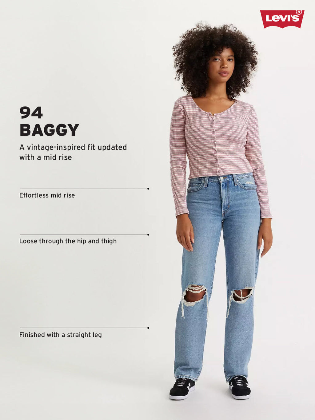 Women's 94 Blue Baggy Fit Mid Rise Jeans