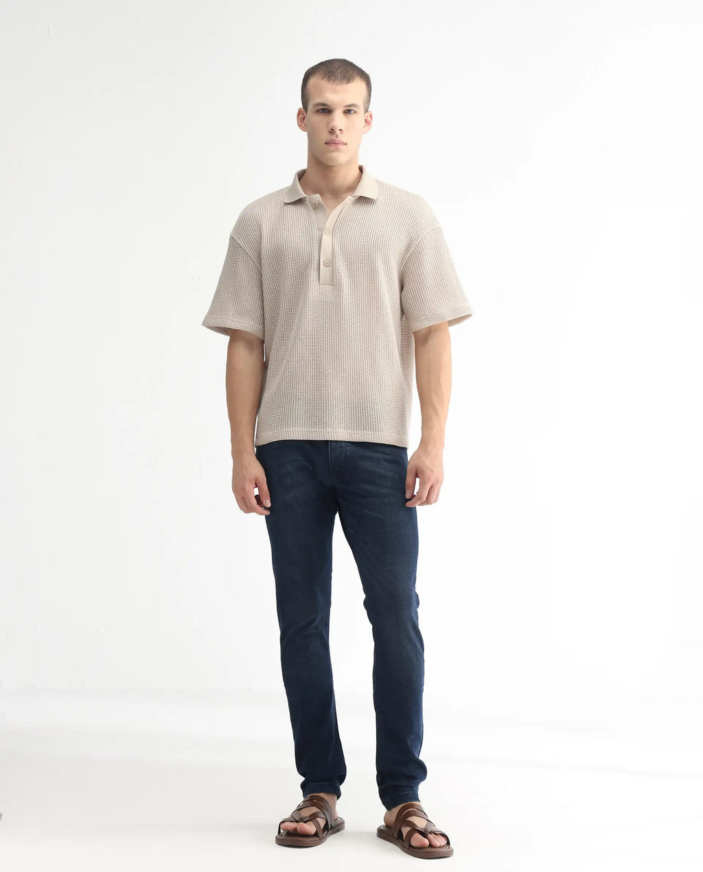 Rare Rabbit Men's Yoshi Dark Blue Cotton Plain Hawk Slim Fit Jeans