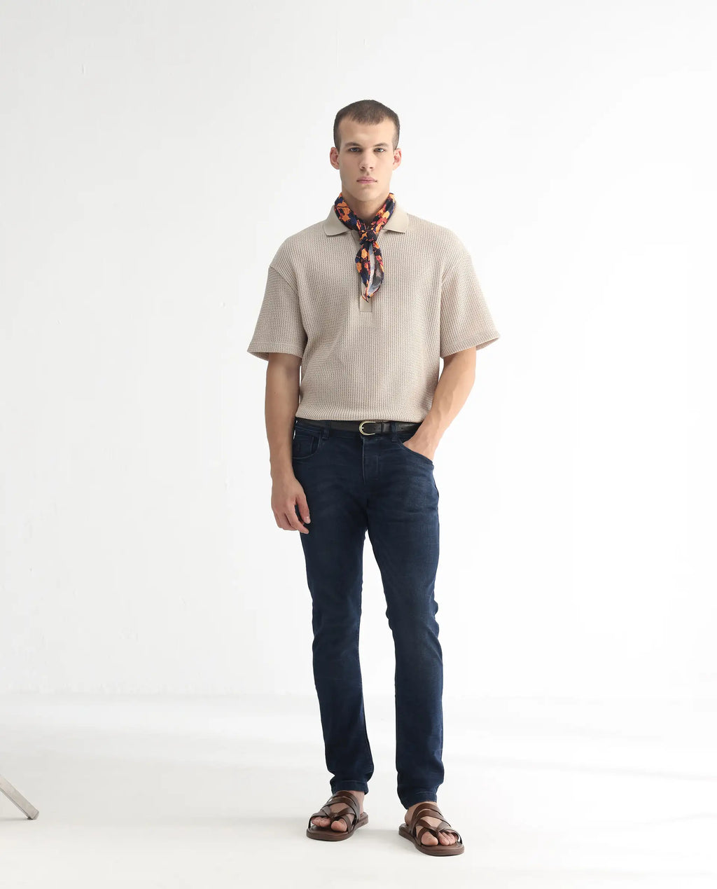 Rare Rabbit Men's Yoshi Dark Blue Cotton Plain Hawk Slim Fit Jeans