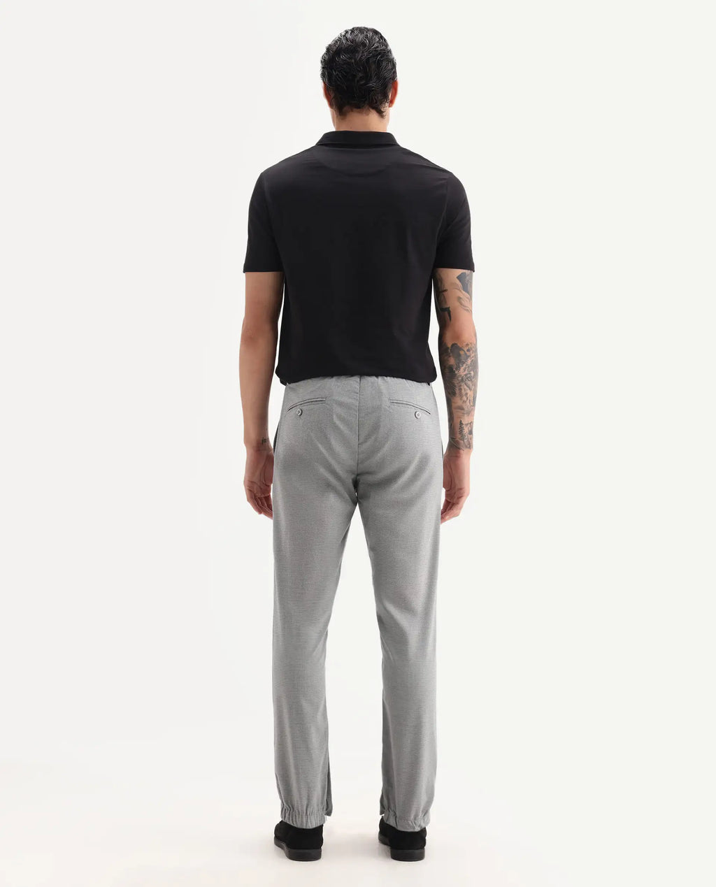 Rare Rabbit Men's Guild Casual Zader Grey Polyester Checked Print Regular Fit Trouser
