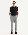 Rare Rabbit Men's Guild Casual Zader Grey Polyester Checked Print Regular Fit Trouser